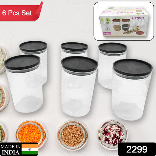 Air Tight Kitchen Storage Container For Rice Dal Atta Bpa-free Flour Cereals Snacks Stackable Modular Round. (Approx - 1100ml Set Of 6pcs) - warehousetech13