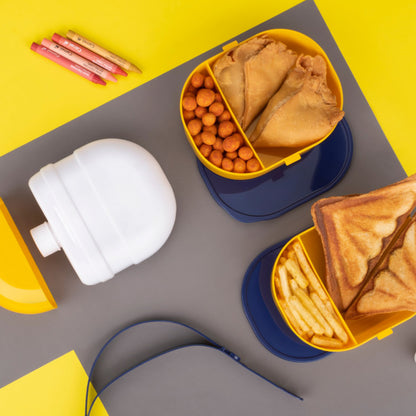 Mr. Chef Smart Lunch Box - Capsule Shape with Strap, Includes Water Bottle & Handle