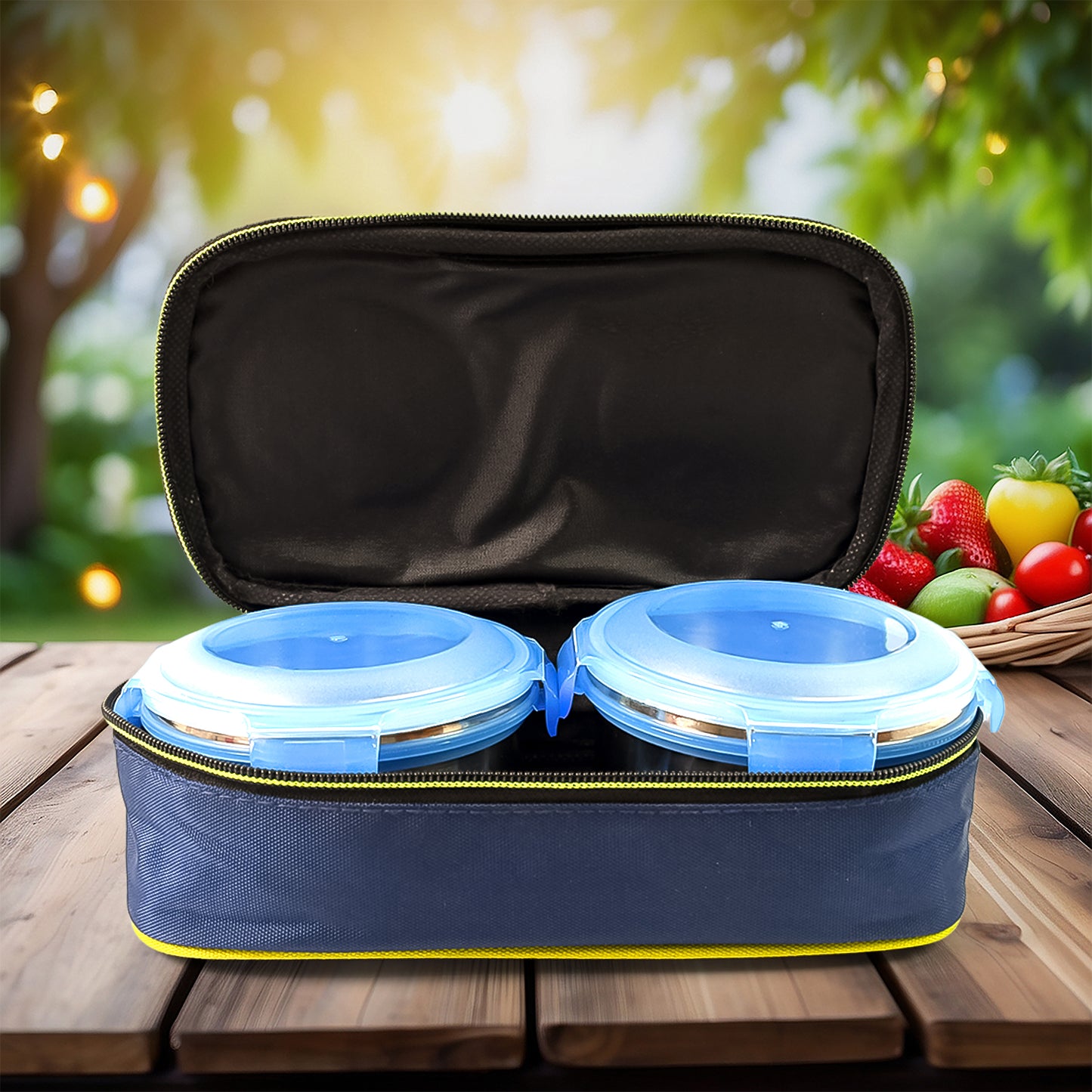 Bite Lunch Box With Insulated Fabric Lunch Bag Plastic Spoon Fork - warehousetech13