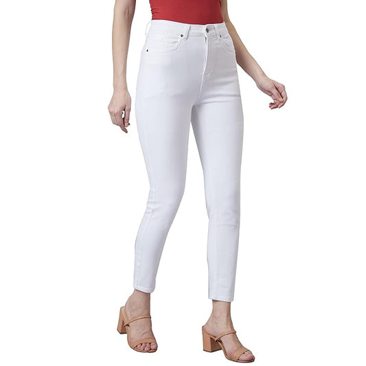 Women Stretchable Denim White Jeans - warehousetech13