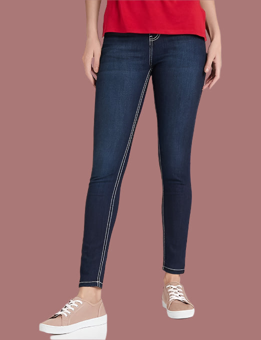 Women Ankle Length Washed Navy Jeans - warehousetech13