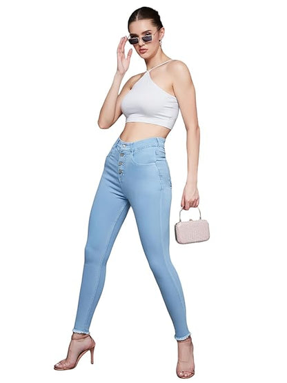 Women Skinny Regular Ice Blue Jeans - warehousetech13