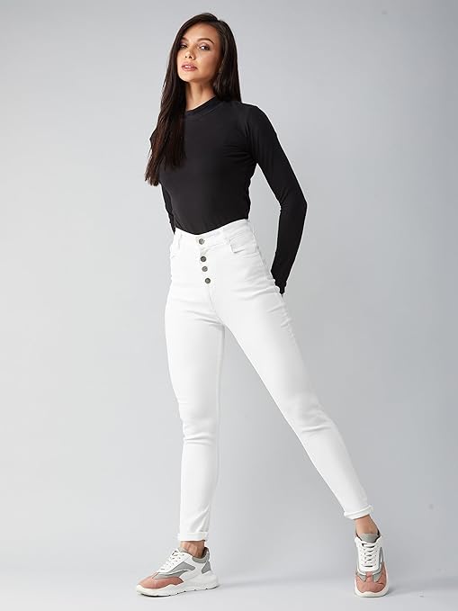 Women Skinny Regular White Jeans - warehousetech13
