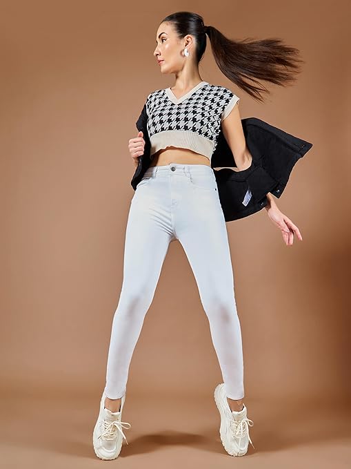Women Skinny Fit High White Jeans - warehousetech13