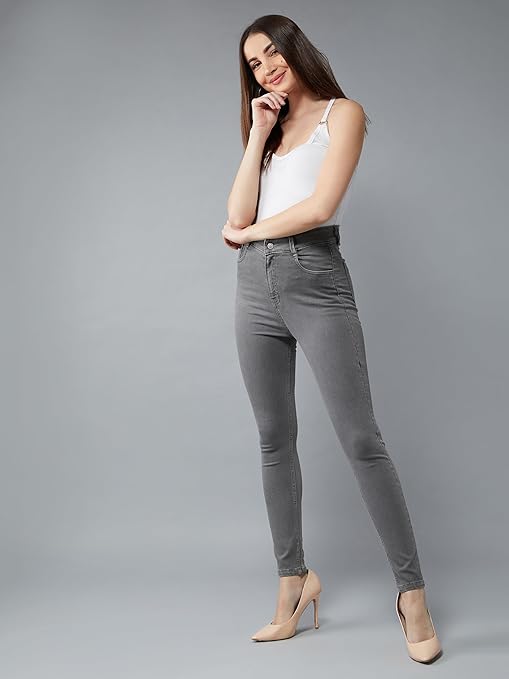 Women Skinny Fit High Grey Jeans - warehousetech13