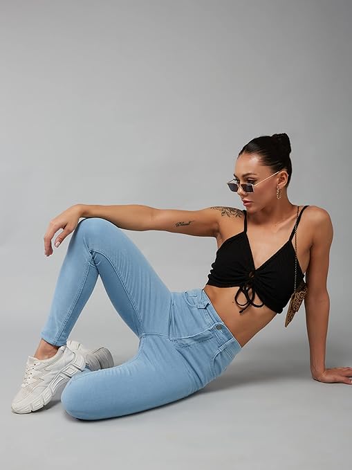 Women Skinny Fit High Zenith Blue Jeans - warehousetech13