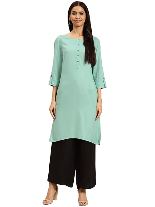 Blue Women Rayon Straight Kurti - warehousetech13