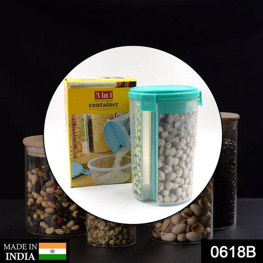0618b 3 In 1 Transparent Air Tight Storage Dispenser Container (With Color Box) - warehousetech13