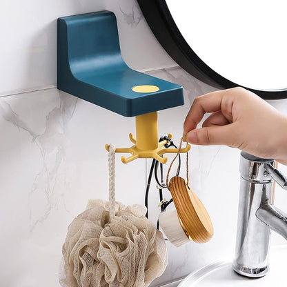 4605 360 Degree Rotating Self Adhesive Plastic Wall Hook Hanger Multifunctional Hanger With 6 Heavy Duty Claw Hooks - warehousetech13