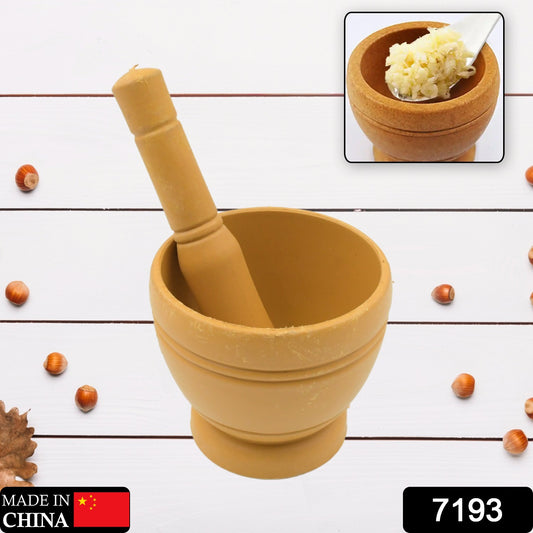 7193 Mortar And Pestle Set For Spices Okhli Masher Khalbatta Kharal Mixer Natural Traditional Grinder And Musal Well Design For Kitchen Home Herb - warehousetech13