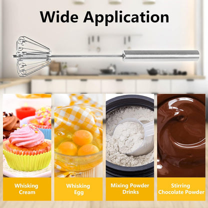 Big Stainless Steel Egg Whisk Hand Push Rotary Whisk Blender (1 Pc 35 Cm) - warehousetech13