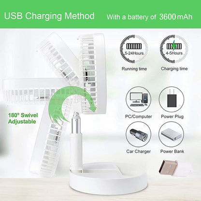 Telescopic Electric Desktop Fan Height Adjustable Foldable Portable For Travelcarry Silent Table Top Personal Fan For Bedside Office Table (Battery Not Include) - warehousetech13