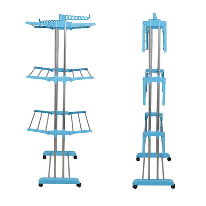 Premium Heavy Duty Stainless Steel 3 Layer Foldable Cloth Drying Stand (1 Set With Brown Box) - warehousetech13