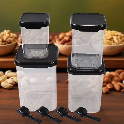 Plastic Air Tight Containers Storage (4 Pc Set With 4 Spoon) - warehousetech13