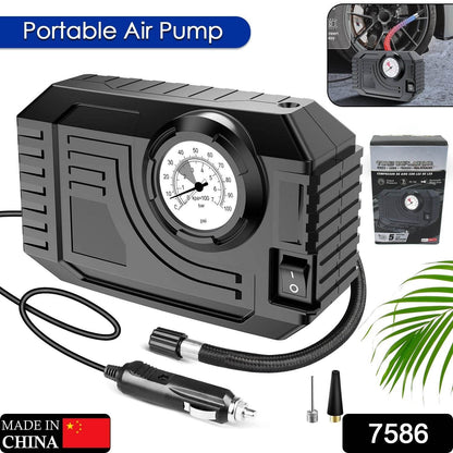 Tire Inflator Portable Air Compressor 12v Small Air Pump For Car Tires Bicycle Balloons Cars Bike Bicycles And Other Inflatables With Led Light (12v) - warehousetech13