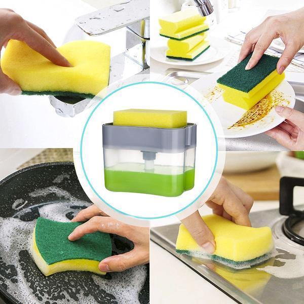 Liquid Soap Dispenser On Countertop With Sponge Holder - warehousetech13