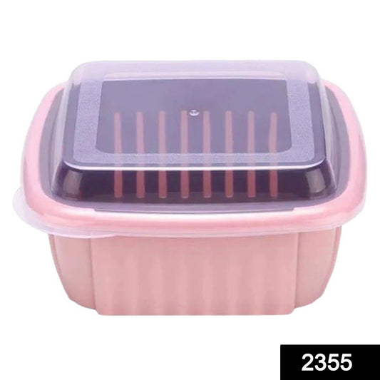 2355 Double Layer Food Drainer Washing Basket With Collapsible Strainers Colander - warehousetech13